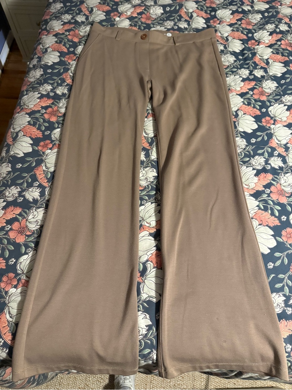Betabrand Bootcut Dress Pants in Tan